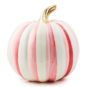 Brand New Mackenzie-Childs Bubblegum Pink Stripe Medium Pumpkin